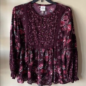 💕FINAL DROP💕 Knox Rose Burgundy Floral Top XXL
